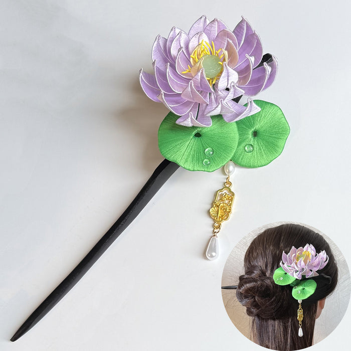 Round Leaf Lotus Hairpin Chanhua Materials Flowers DIY Kit - Include Detailed Video Tutorial