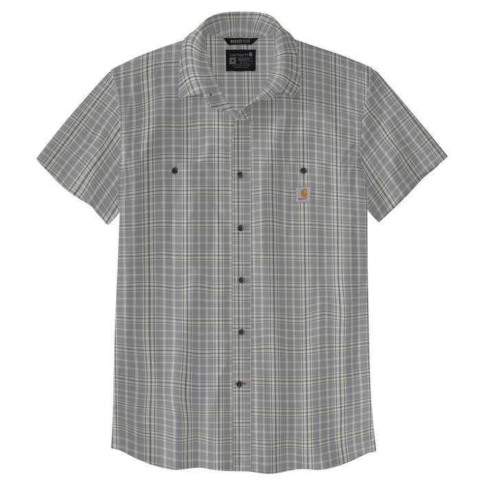 Rugged Flex Relaxed Fit Lightweight Short-Sleeve Plaid Shirt - 076-Carhartt Gray | Carhartt 106745