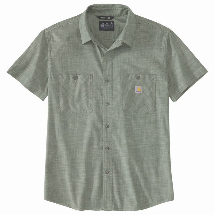 Rugged Flex Relaxed Fit Lightweight Short-Sleeve Plaid Shirt - GL0-Forestry Green Cross Weave | Carhartt 106745