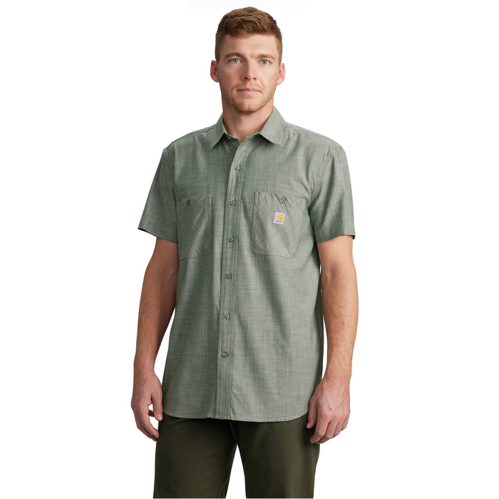 Rugged Flex Relaxed Fit Lightweight Short-Sleeve Plaid Shirt - GL0-Forestry Green Cross Weave | Carhartt 106745