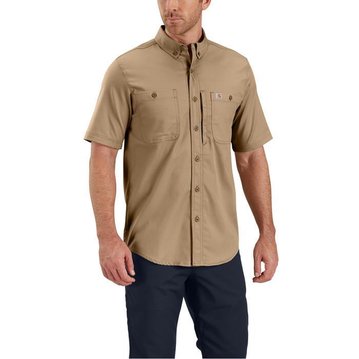 RUGGED PROFESSIONAL™ SERIES Relaxed Fit Canvas Short Sleeve Work Shirt - DKH-Dark Khaki | Carhartt 106688