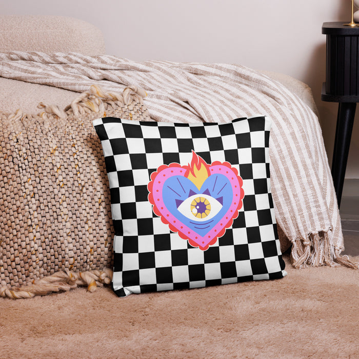 Sacred Heart Checkered Pattern Pillow