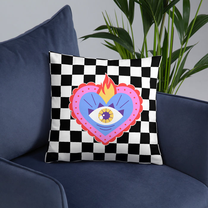 Sacred Heart Checkered Pattern Pillow