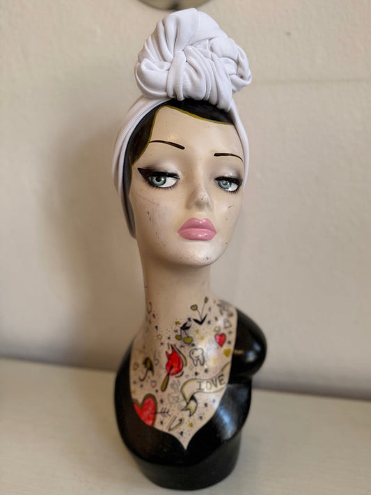 White vintage style headscarf