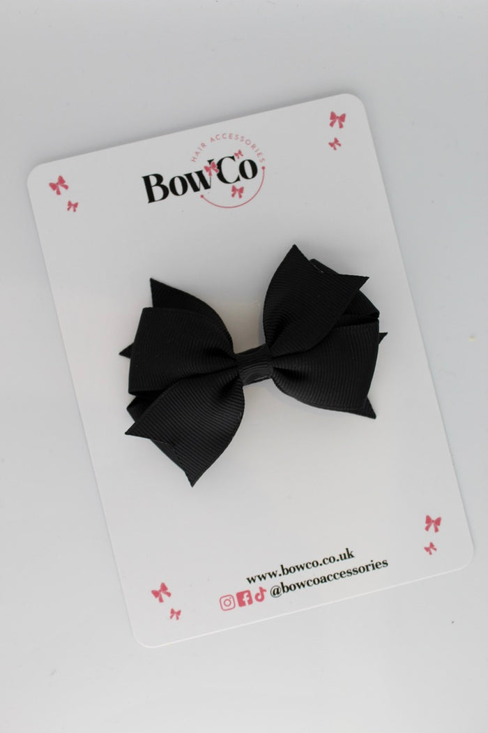 School Bow Black - Layer Tail Bow - Clip
