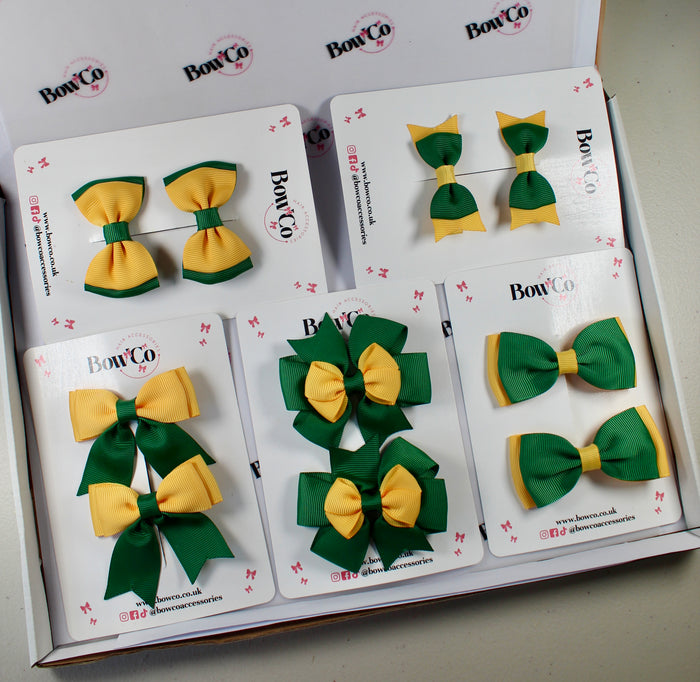 School Bow Bundle Saver - 10 Pack - Green and Yellow - Clip