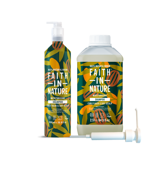 Faith In Nature Shea & Argan Curly Hair Shampoo Aluminium Refill Set