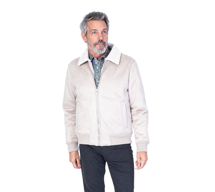 Sherpa Bomber Micro Suede - Beige