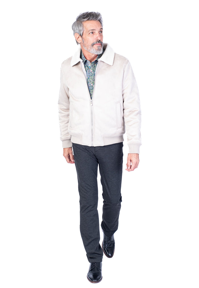 Sherpa Bomber Micro Suede - Beige