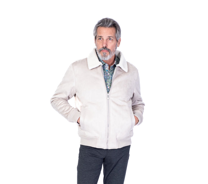 Sherpa Bomber Micro Suede - Beige