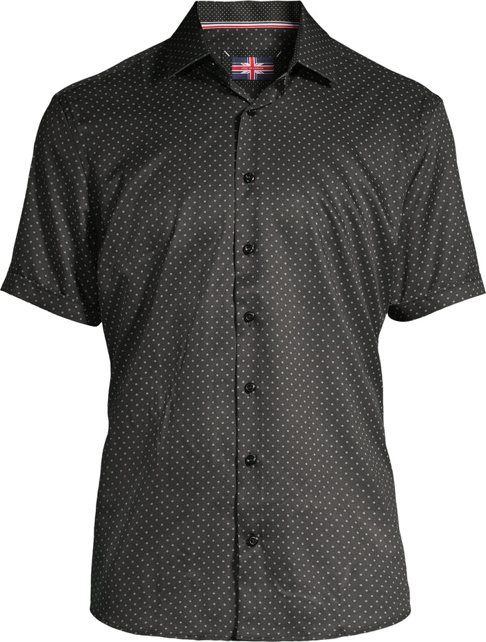 Short-Sleeve Micro/Stretch Neat Sport Shirt - Black
