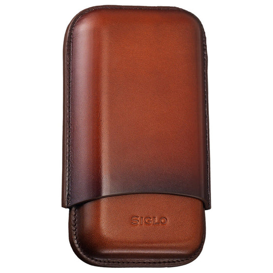 Siglo Brown Patina Leather Cigar Case (3 Cigars)
