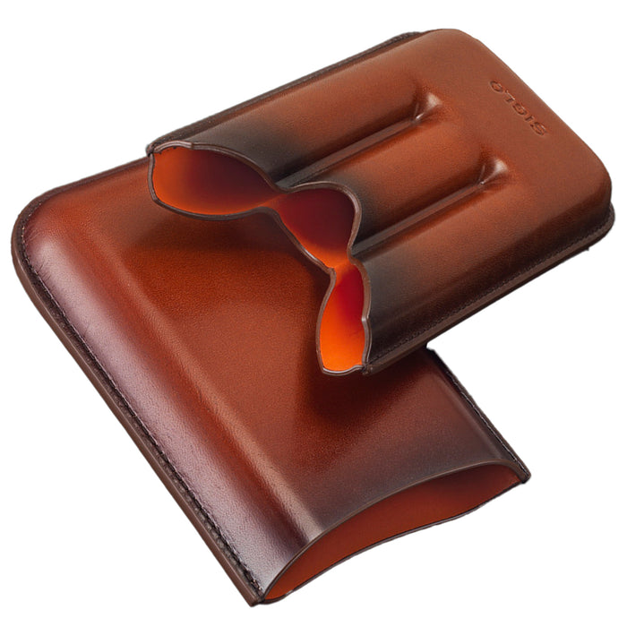 Siglo Brown Patina Leather Cigar Case (3 Cigars)