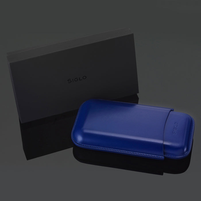 Siglo Vibrant Blue Leather Cigar Case (3 Cigars)