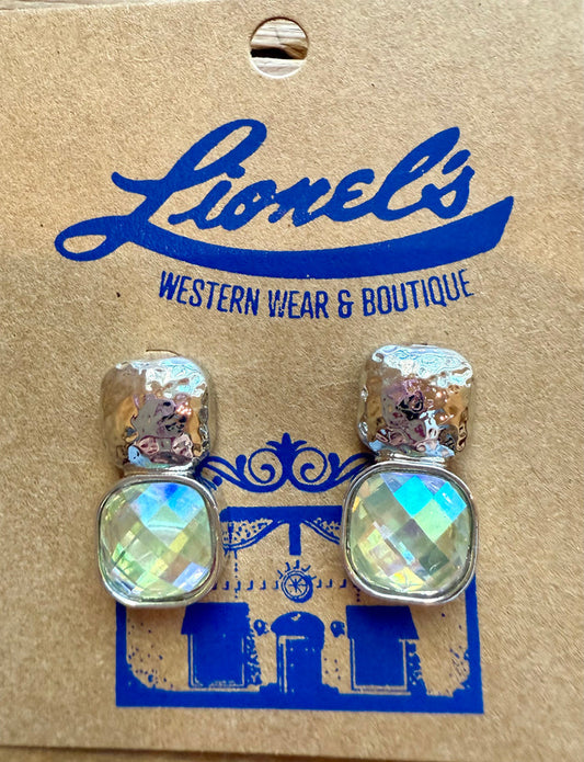 Silver Crystal Drop Earrings