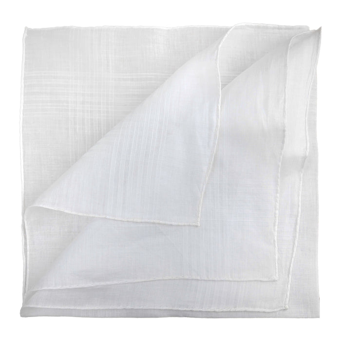 Simonnot Godard Bertry White Archive Batiste Cotton & Linen Pocket Square