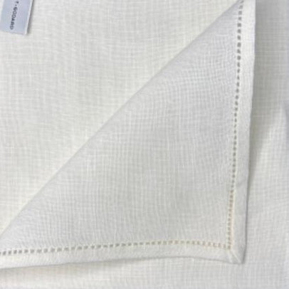 Simonnot Godard Jour Venise White 100% Hemstich Linen Pocket Square