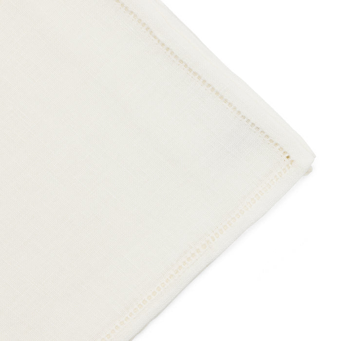 Simonnot Godard Jour Venise White 100% Hemstich Linen Pocket Square