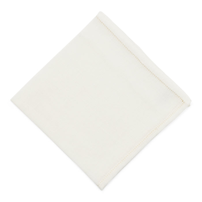 Simonnot Godard Jour Venise White 100% Hemstich Linen Pocket Square