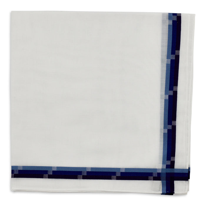 Simonnot Godard Mondrian White & Navy Jacquard 100% Pocket Square