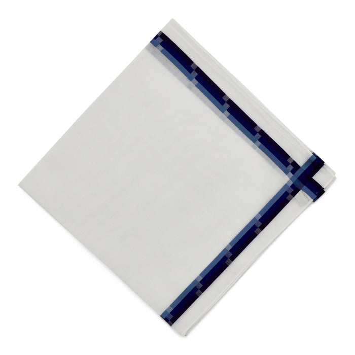 Simonnot Godard Mondrian White & Navy Jacquard 100% Pocket Square