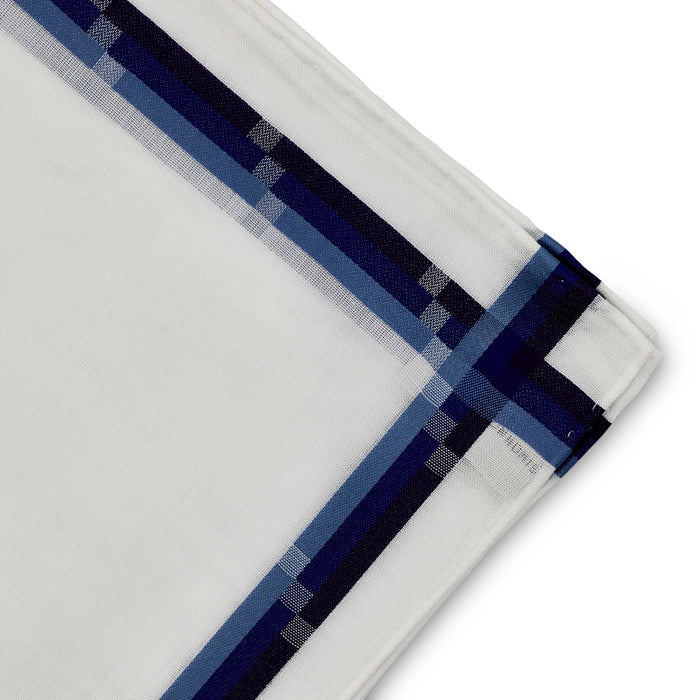 Simonnot Godard Mondrian White & Navy Jacquard 100% Pocket Square