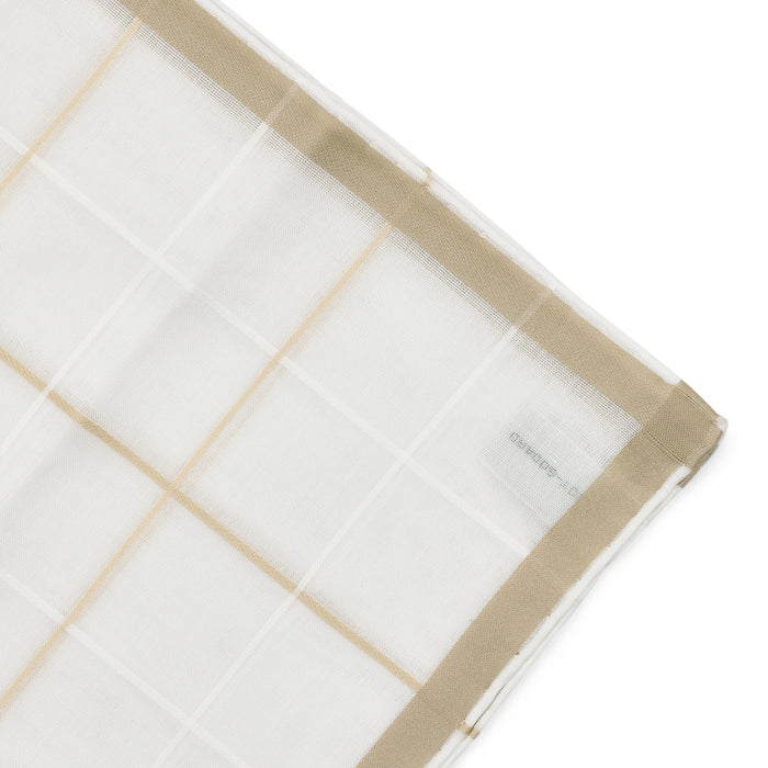 Simonnot Godard Quadrille White and Ivory Satin Check 100% Cotton Pocket Square