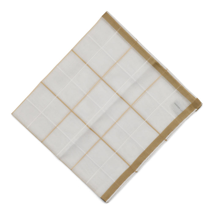 Simonnot Godard Quadrille White and Ivory Satin Check 100% Cotton Pocket Square