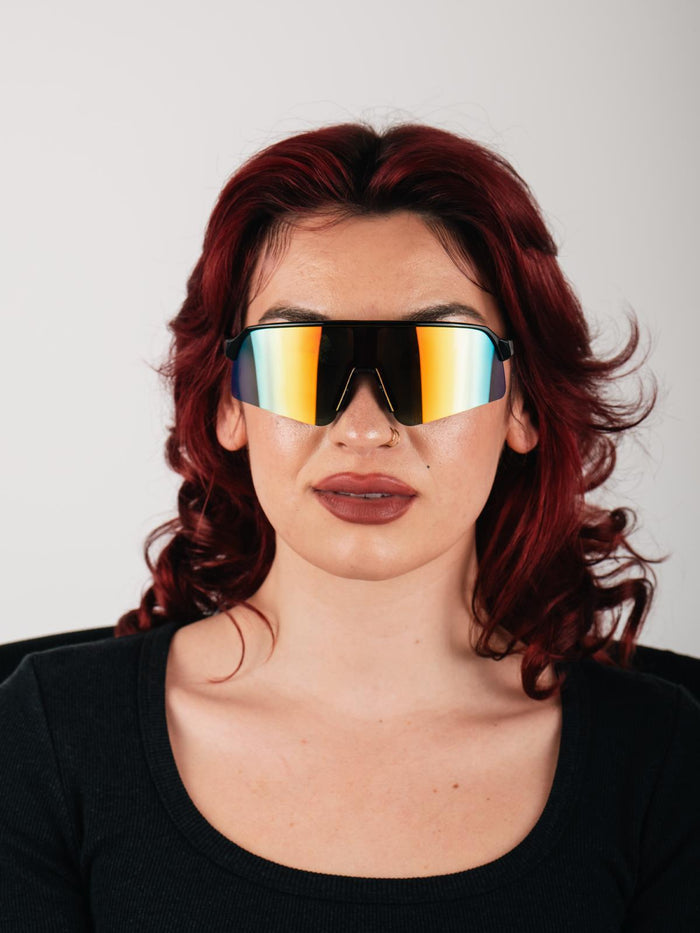 Ski Jump Oversized Wrap Sunglasses | Black/Red-Image 6