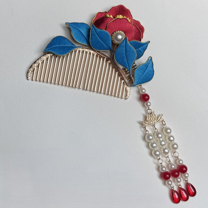 Hair Comb With Tassel / Red