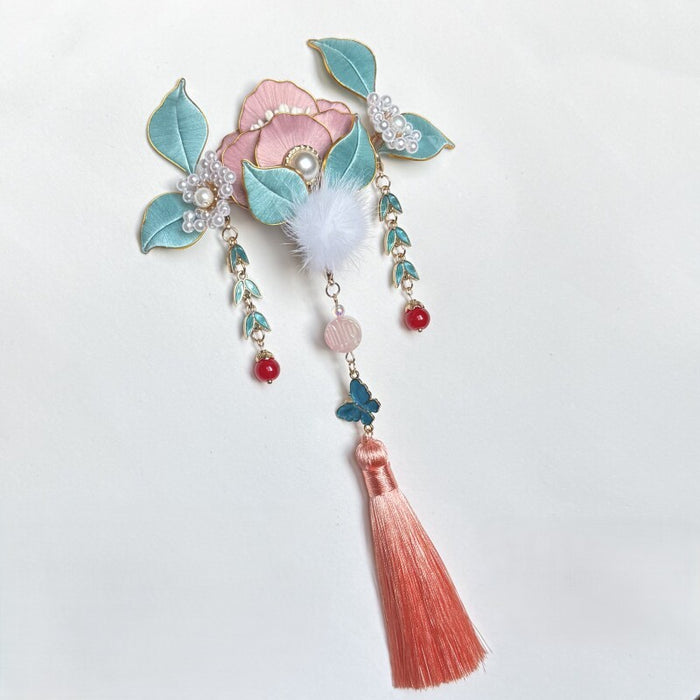 Hair Clip With Tassel / Pink