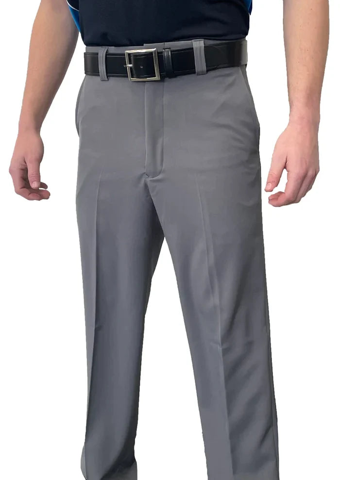 Smitty 4-Way Stretch Flat Front Grey Base Umpire Pants with Expandable Waistband