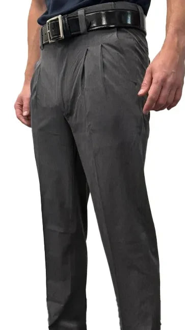 Smitty Tapered Fit Lightweight Pleated Charcoal Grey Umpire Base Pants with Expander Waistband
