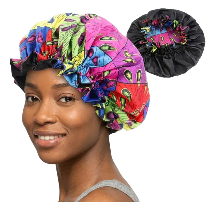 Soft African Print Satin Bonnet - Butterfly Style MunSeyaa'n Collective