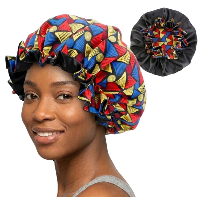 Soft African Print Satin Bonnet - Butterfly Style MunSeyaa'n Collective
