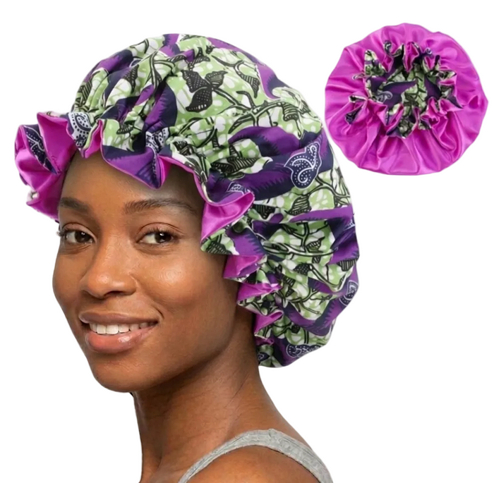 Soft African Print Satin Bonnet - Butterfly Style MunSeyaa'n Collective