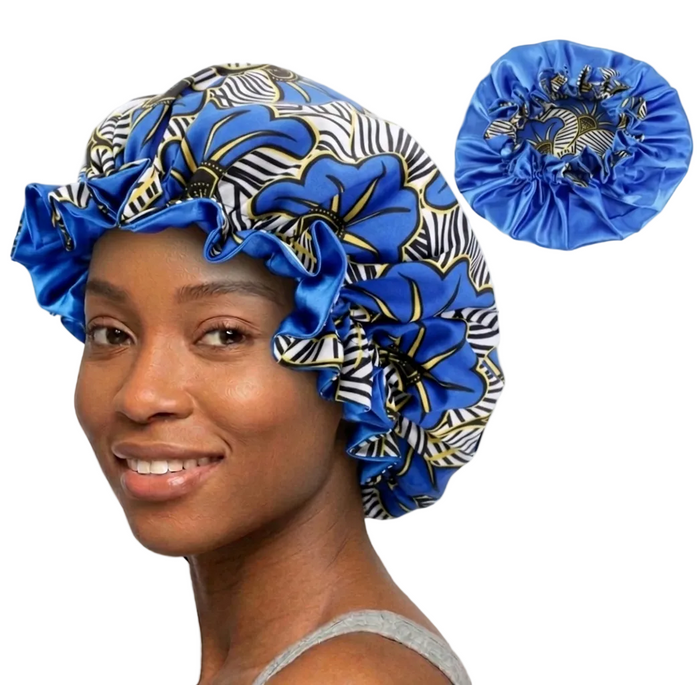 Soft African Print Satin Bonnet - Butterfly Style MunSeyaa'n Collective