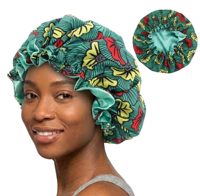 Soft African Print Satin Bonnet - Butterfly Style MunSeyaa'n Collective