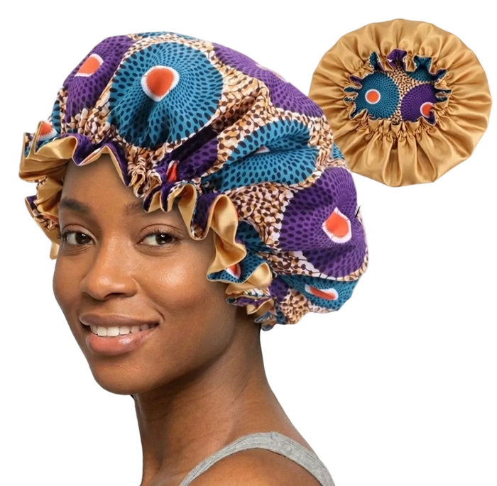 Soft African Print Satin Bonnet - Butterfly Style MunSeyaa'n Collective