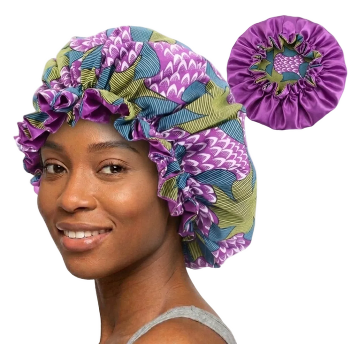 Soft African Print Satin Bonnet - Butterfly Style MunSeyaa'n Collective