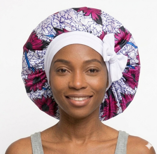 Soft Ankara Print Satin Tie Back Bonnet MunSeyaa'n Collective