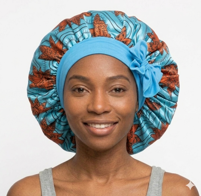 Soft Ankara Print Satin Tie Back Bonnet MunSeyaa'n Collective