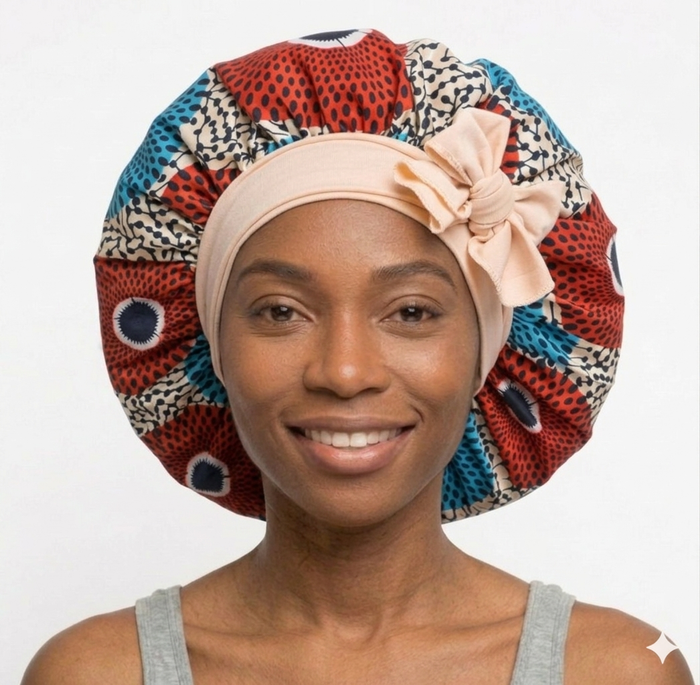 Soft Ankara Print Satin Tie Back Bonnet MunSeyaa'n Collective