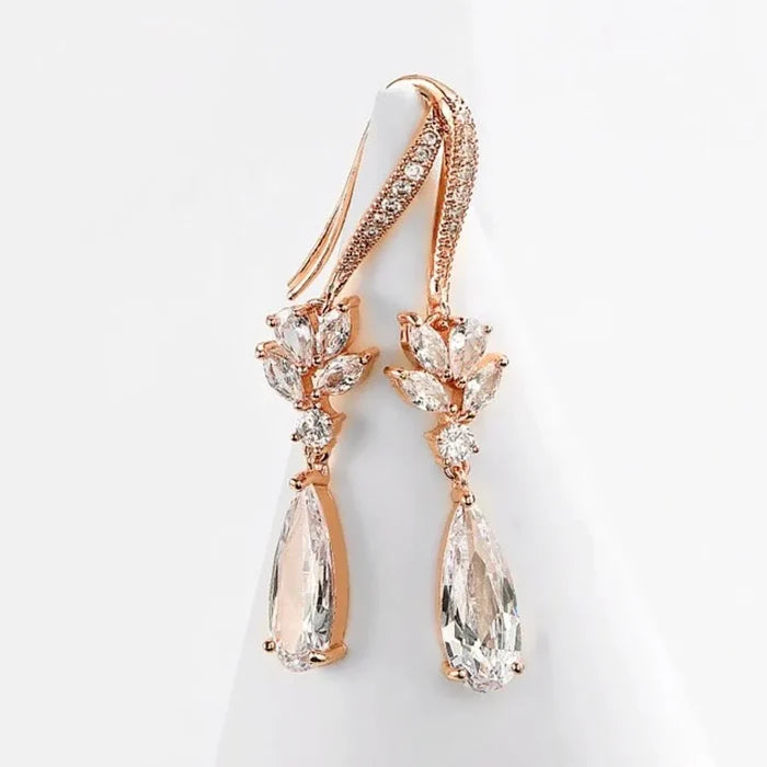 Wedding Jewelry - Cubic Zirconia Bridal Earrings - Available in Silver, Rose Gold and Yellow Gold