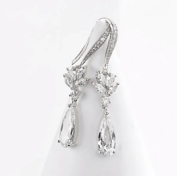 Wedding Jewelry - Cubic Zirconia Bridal Earrings - Available in Silver, Rose Gold and Yellow Gold