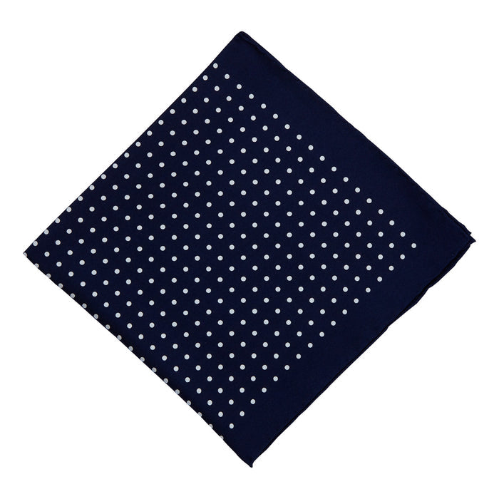 Sovereign Grade 100% Silk Navy London Dot Pocket Square from KirbyAllison.com suitable for formal outfits.