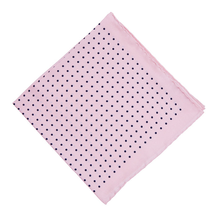 Sovereign Grade 100% Silk Pink London Dot Pocket Square with hand-rolled edges and KirbyAllison.com.
