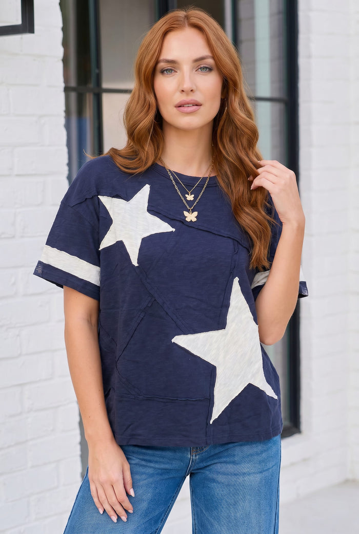 Star Power Navy Varsity Tee