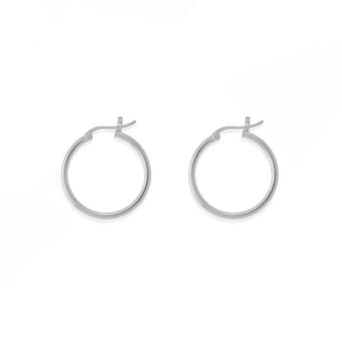 Sterling Silver Hoop Earrings 0.8"
