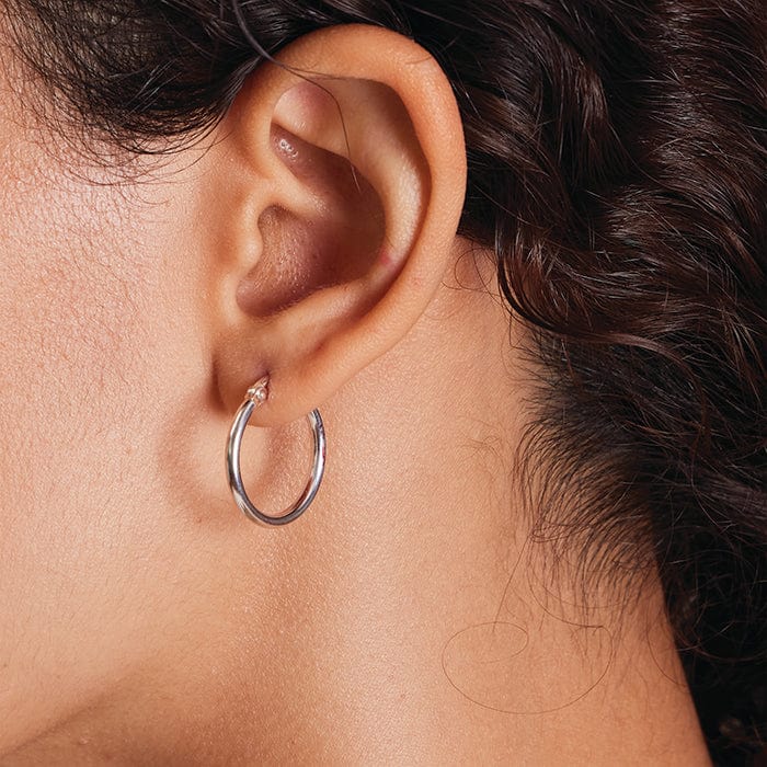 Sterling Silver Hoop Earrings 0.8"